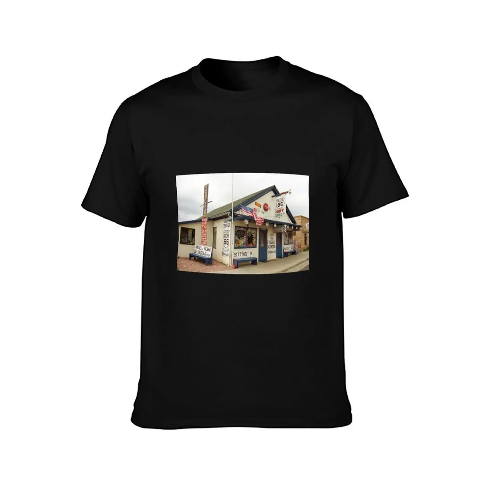 Route 66 - Angel's Barber Shop T-Shirt, Summer Casual Cotton Tee, Oversized Streetwear Tops, Vintage Graphic Print, 100% Cotton