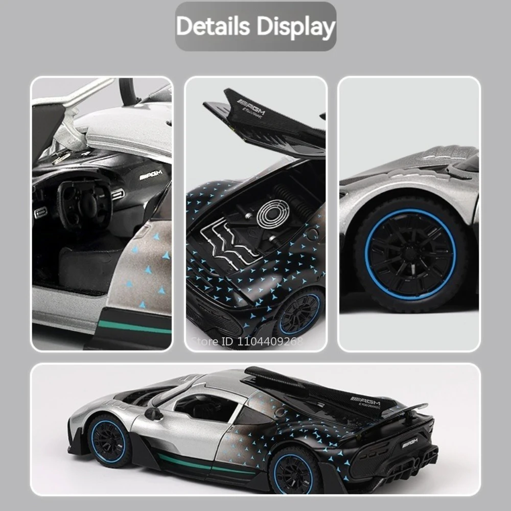 1:32 Scale ONE 500K Car Model Toy Sound Light Pull Back Metal Body Rubber Tires Vehicle Models Collection Gifts for Boys