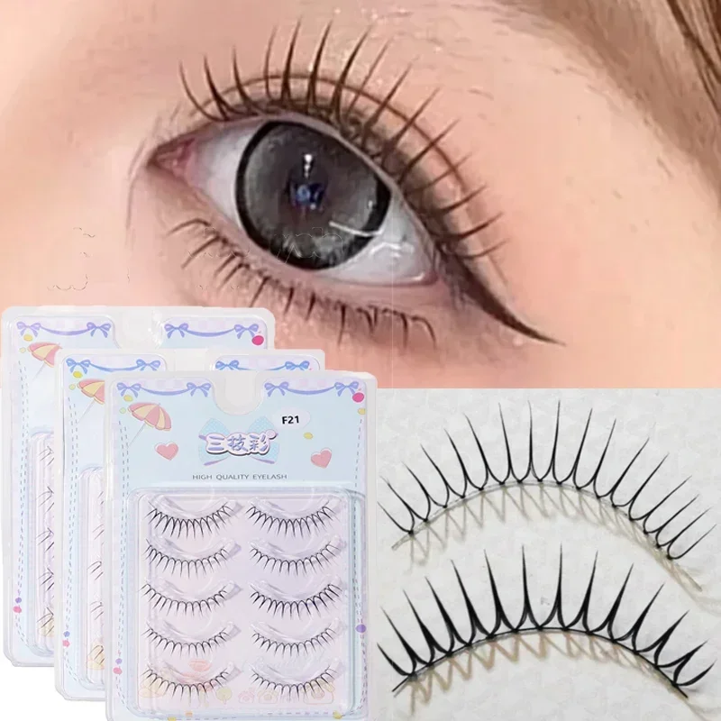 5 pares de cílios postiços individuais para mangá comic look em forma de u clusters cílios extensão coreano natural fino cílios macios
