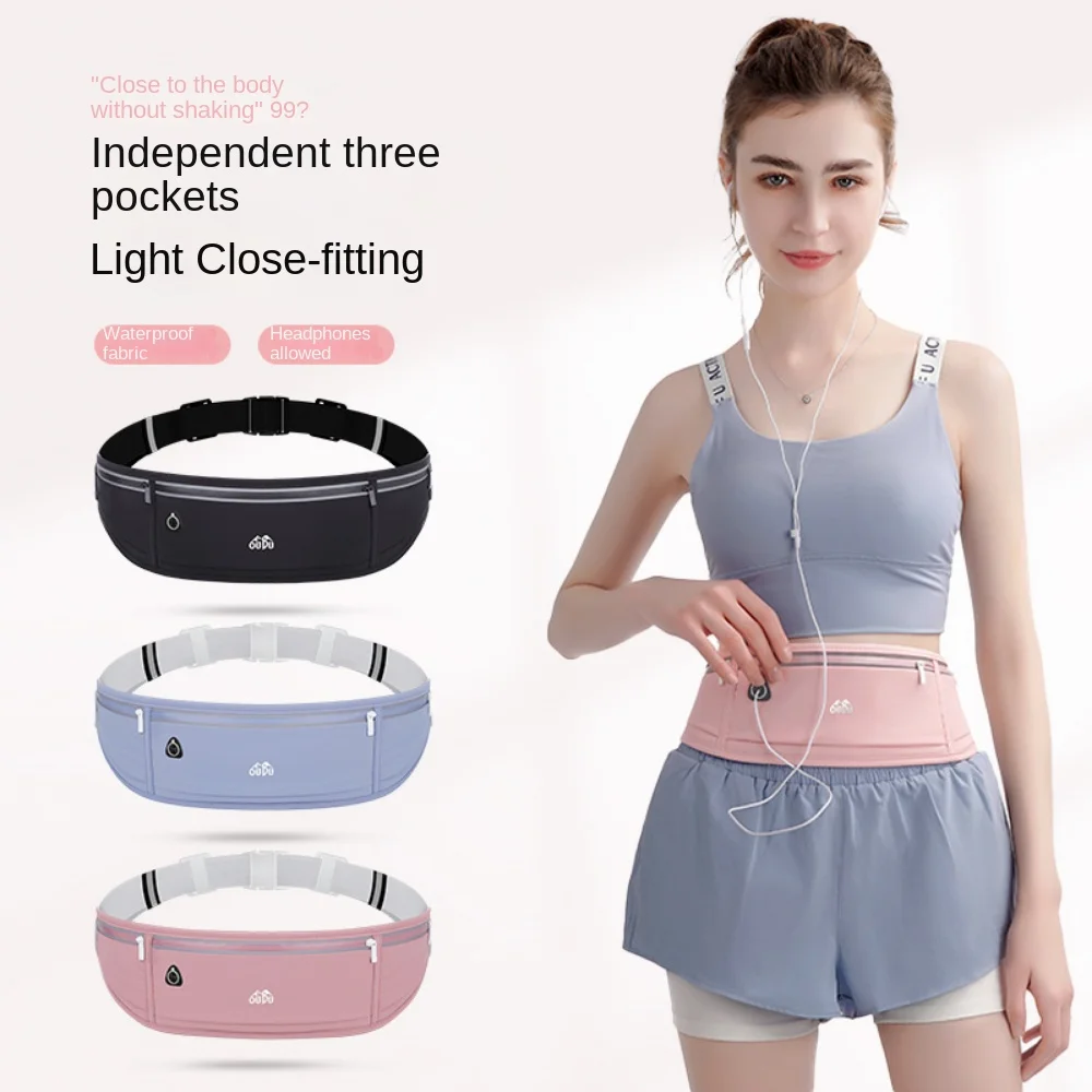 Waterproof Running Waistband Lightweight Invisible Women Running Belt Pouch High-capacity Reflective Strip
