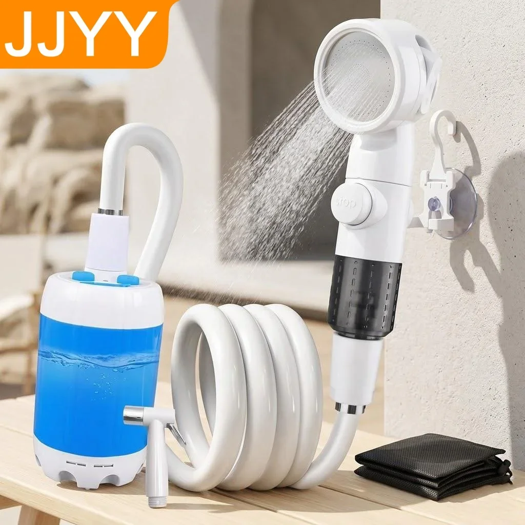 Multifunctional Portable Handheld Rechargeable Pet Shower Sprayer Gentle Stream Low Pressure for Dog Cat Bathing Outdoor Shower Pump Car Washing Flower Watering Camping Travel Hiking Compact USB Charging Easy Use Lightweight Design
