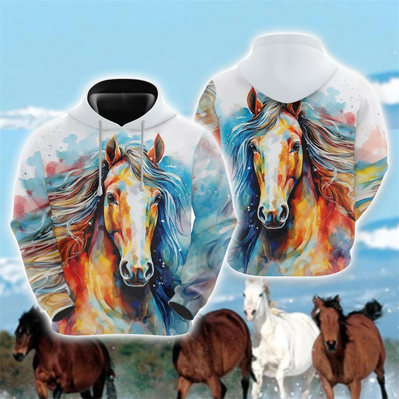 

Horse Lover Hoodie For Men Clothes Casual Farm Graphic Sweatshirts Horse Face Pullovers Equestrian Tracksuit Casual Male Tops