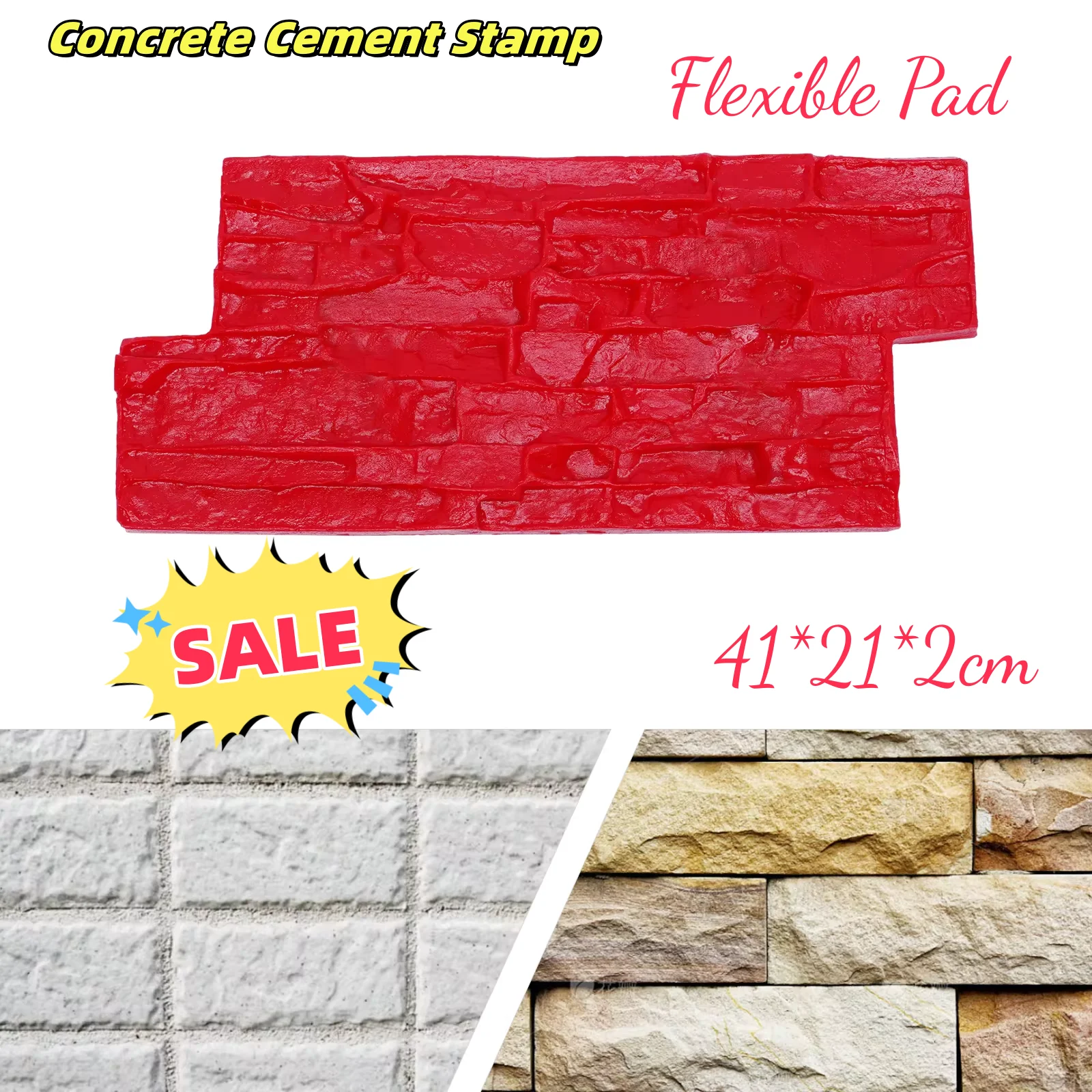 

Concrete Cement Stamp with Two Handlesslate Seamless Textured Polyurethane Stonepad Wall Pad