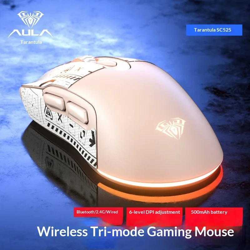 Aula Sc525 Tri-Mode Wireless Gaming Mouse, Ergonomic Rechargeable Design For Laptop Pc Office Desktop Computer Gamer