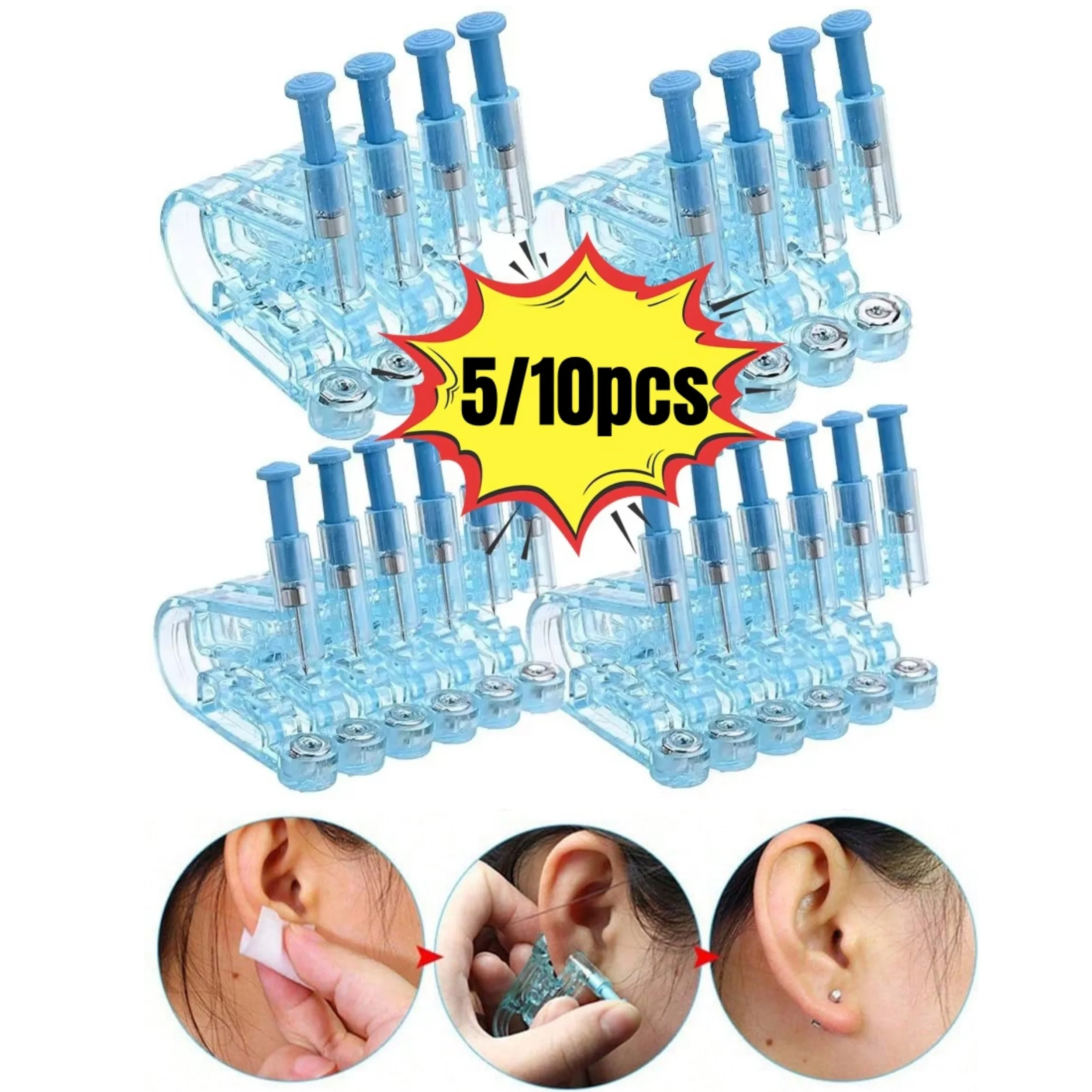 

5/10 шт. одноразовый пистолет для пирсинга ушей, комплект Asepsis, здоровая безопасность, серьги для носа, набор инструментов для пирсинга, набор машин, шпильки, украшения для тела 2030