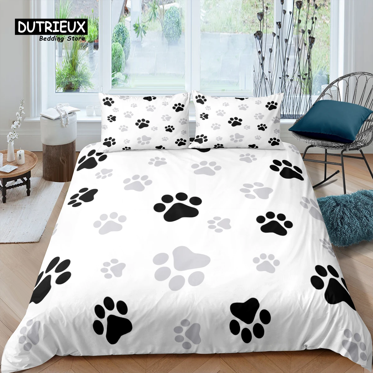 

Home Living Luxury 3D Dog Paw Print Bedding Set Bone Duvet Cover Pillowcase Queen and King EU/US/AU/UK Size Comforter Bedding