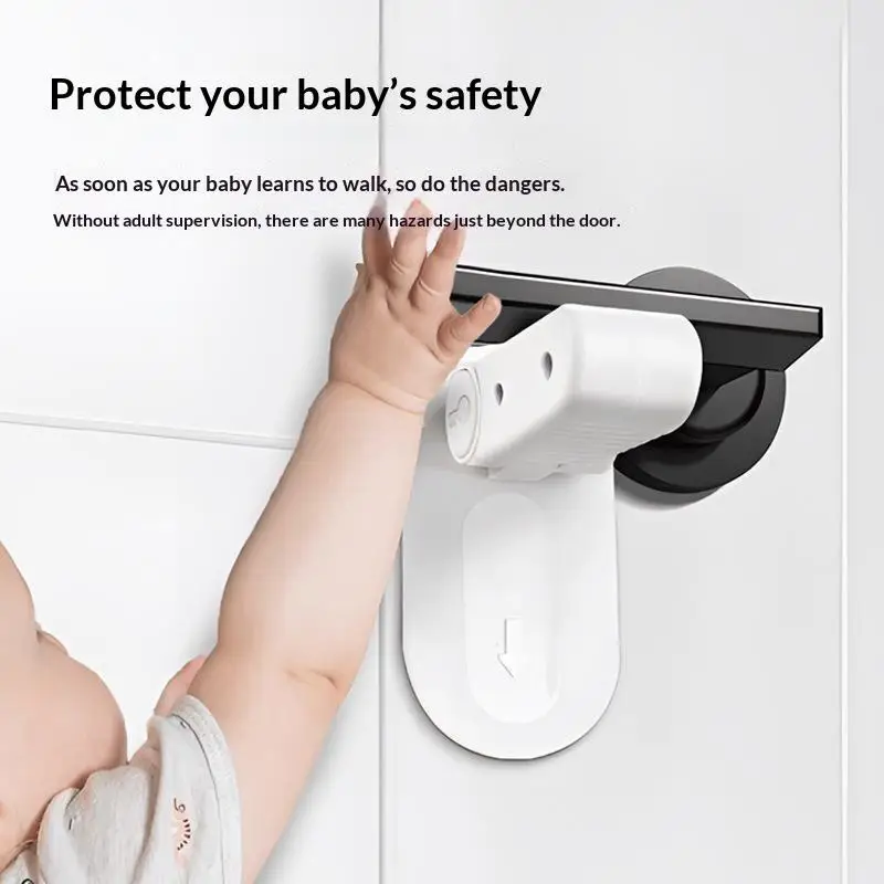 Easy-Install White Fridge & Freezer Door Lock Bedroom Door Lock Rotate Without Drilling Holes No Tools Or Drilling Required