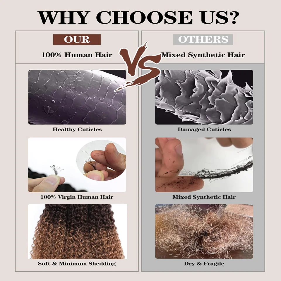 Paquete de 1, 3 o 4 cabellos humanos kinky curly 100% humano, extensiones de cabello birmano curly, cabello brasileño virgen Remy 4