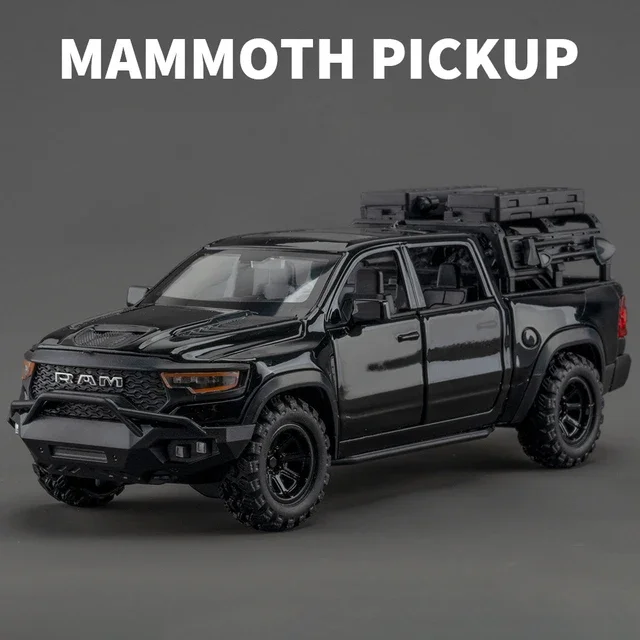 Dodge RAM 1000 TRX Mammoth Picku – modèle de voiture en alliage, son et lumière, jouet à collectionner pour enfants, cadeau d'anniversaire, 1:32