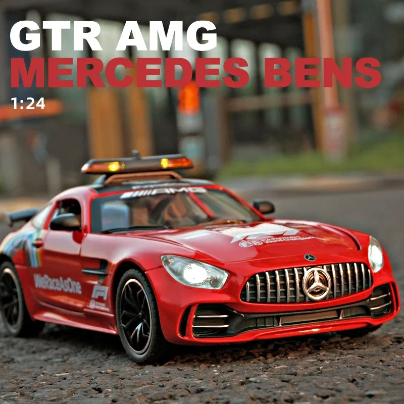 1:24 Benz GTR F1 Safety Car Alloy Model Collection Miniature Voiture Sound Light Children Boy Diecast Metal Vehicle Toy Boy