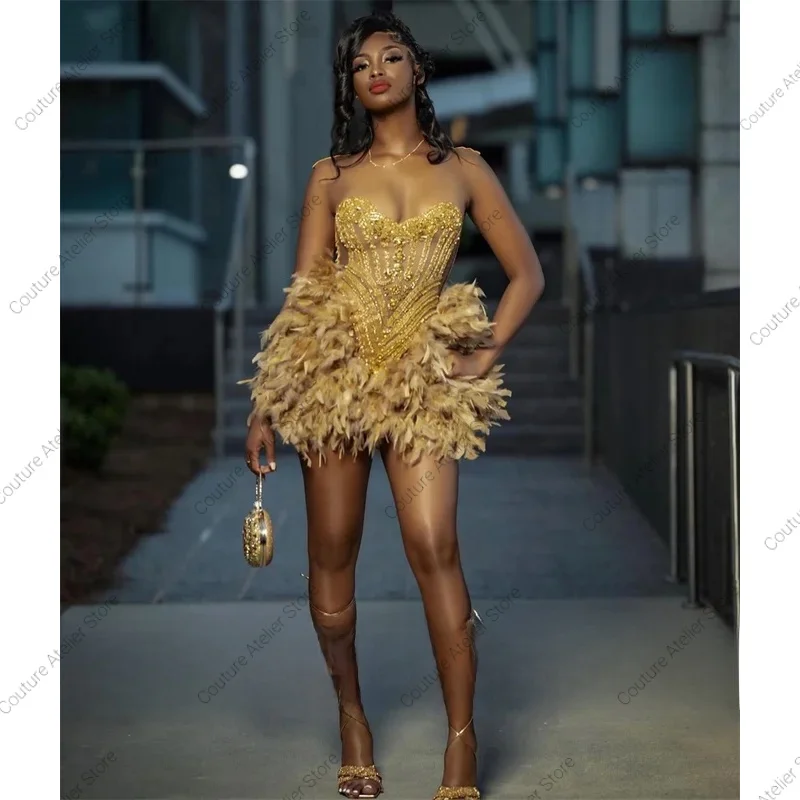Vestido de fiesta con diamantes dorados y purpurina para niñas negras, cuentas brillantes, diamantes de imitación de cristal, fiesta de cumpleaños, cóctel, personalizado para personas mayores