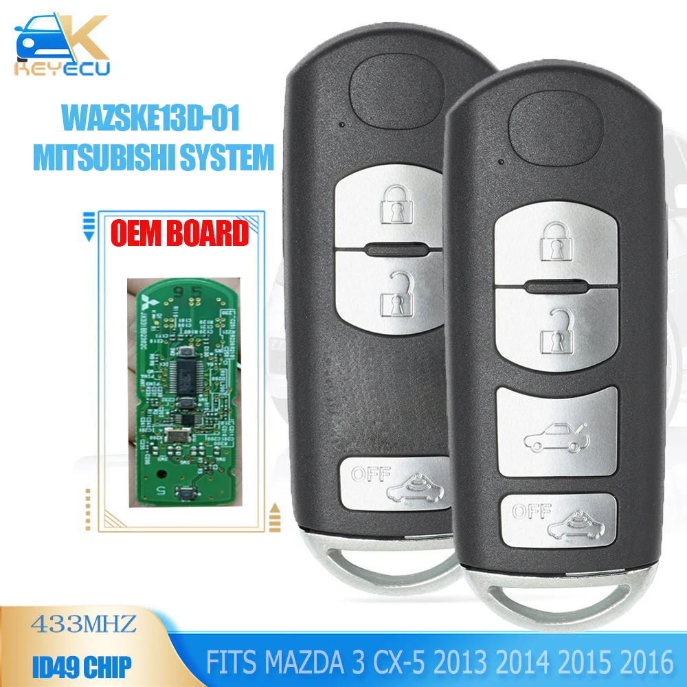 

KEYECU WAZSKE13D-01 OEM Remote Board Smart Remote Key FSK 433.92MHZ ID49 for Mazda 3 CX-5 2013 2014 2015 2016(Mitsubishi System)
