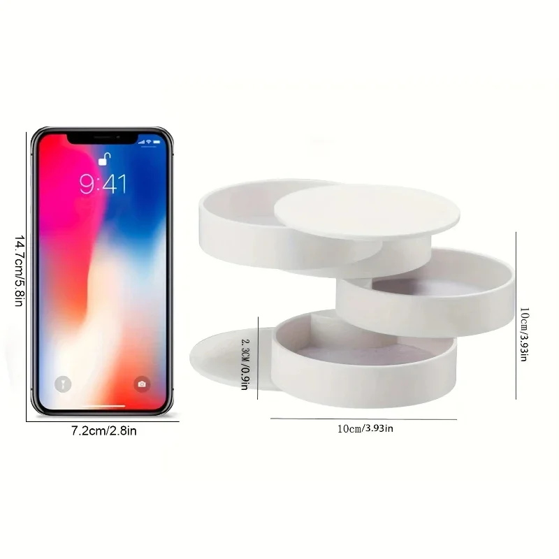 Jewelry Organizer Small Jewelry Storage Box 4-Layer Rotating Travel Jewelry Tray Holder for Bracelets Rings Bracelets Earrings 6