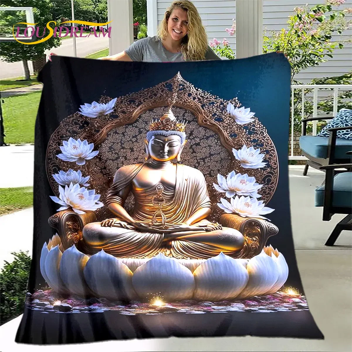 Buddha Shakyamuni Buddhismus Glaube Religion Weiche Plüschdecke, Flanelldecke Überwurfdecke für Wohnzimmer Schlafzimmer Bett Sofa Beten