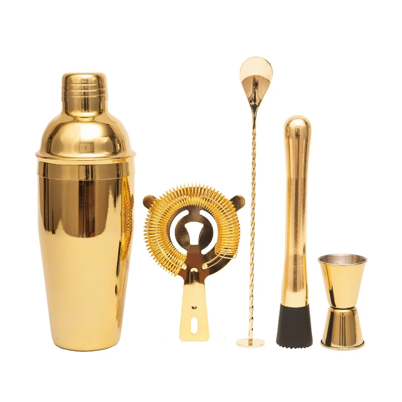 

Stainless steel cocktail shaker set Shaker bartending tool Boston shaker five-piece set