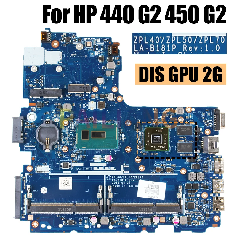 Imagem -04 - Laptop Motherboard Completo Testado para hp Notebook Mainboard 440 g2 450 g2 La-b181p 2957u 3205u 3805u i3 i5 i7 5ª Geração