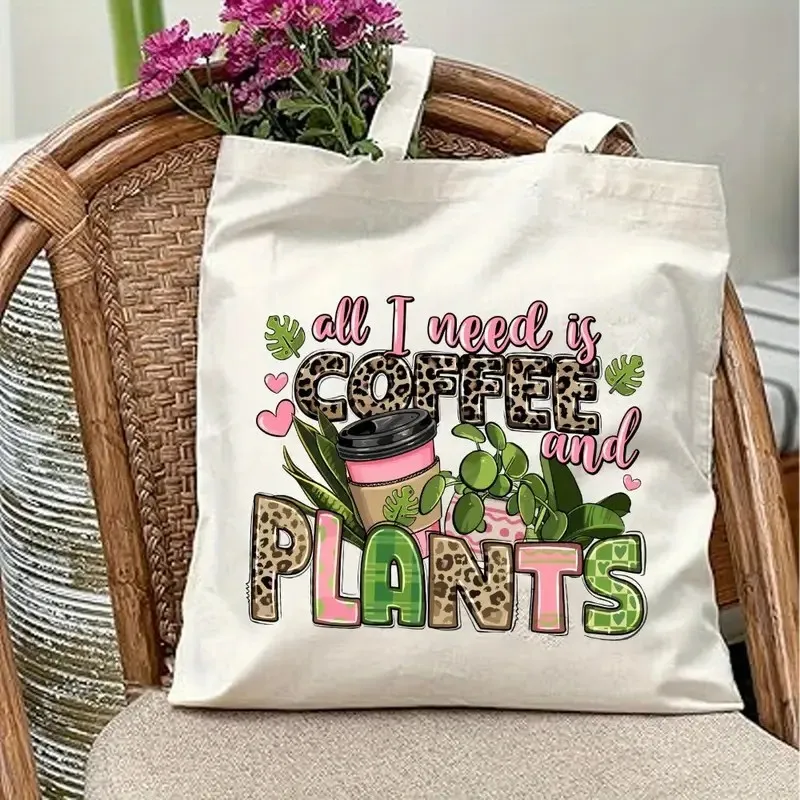 Aesthetic Plant Tote Bag Gift for Plant Enthusiasts Spacious and Stylish Bag for Outdoor Picnics Shopping Foldable Shopping Bag