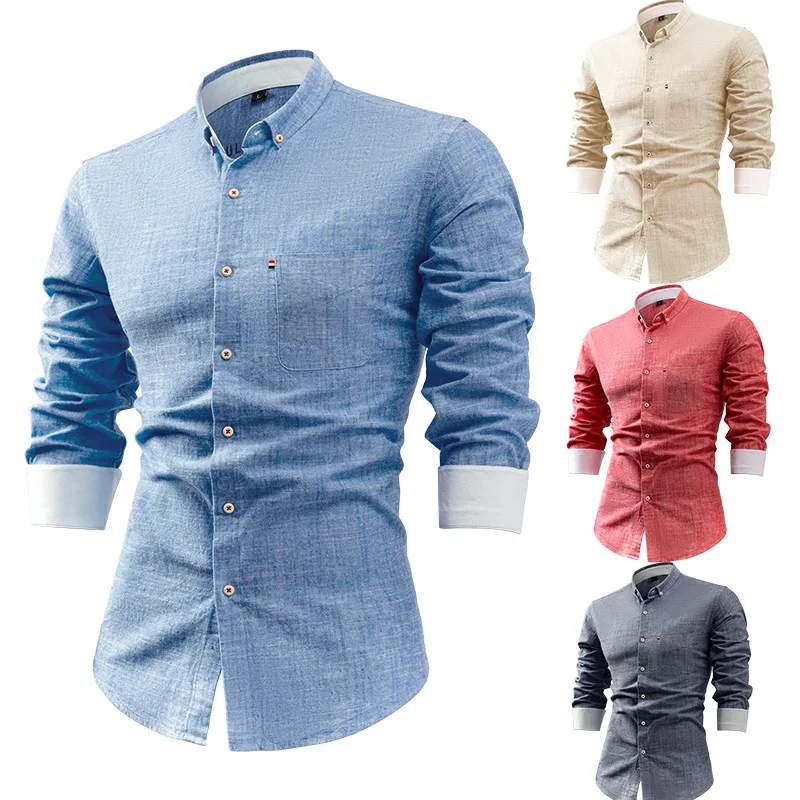 4XL Man Shirts Long Sleeved Cotton Linen White Shirt Formal White Shirt for Man Long Sleeve Soft Cozy Business Casual Office