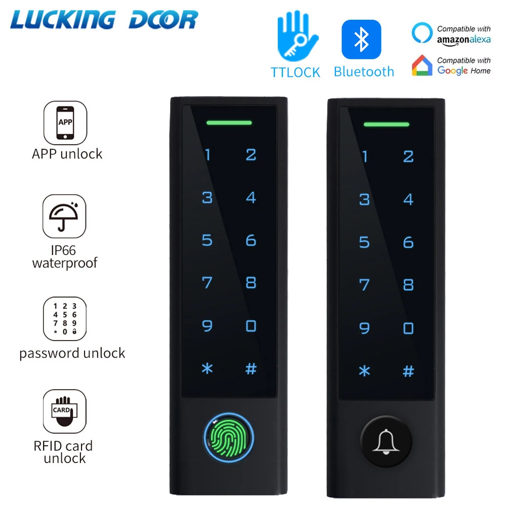 RFID Fingerprint Access Control Keypad Smart Phone TTLOCK App Bluetooth Entry Waterproof Relay IC Card Reader Door Lock Opener