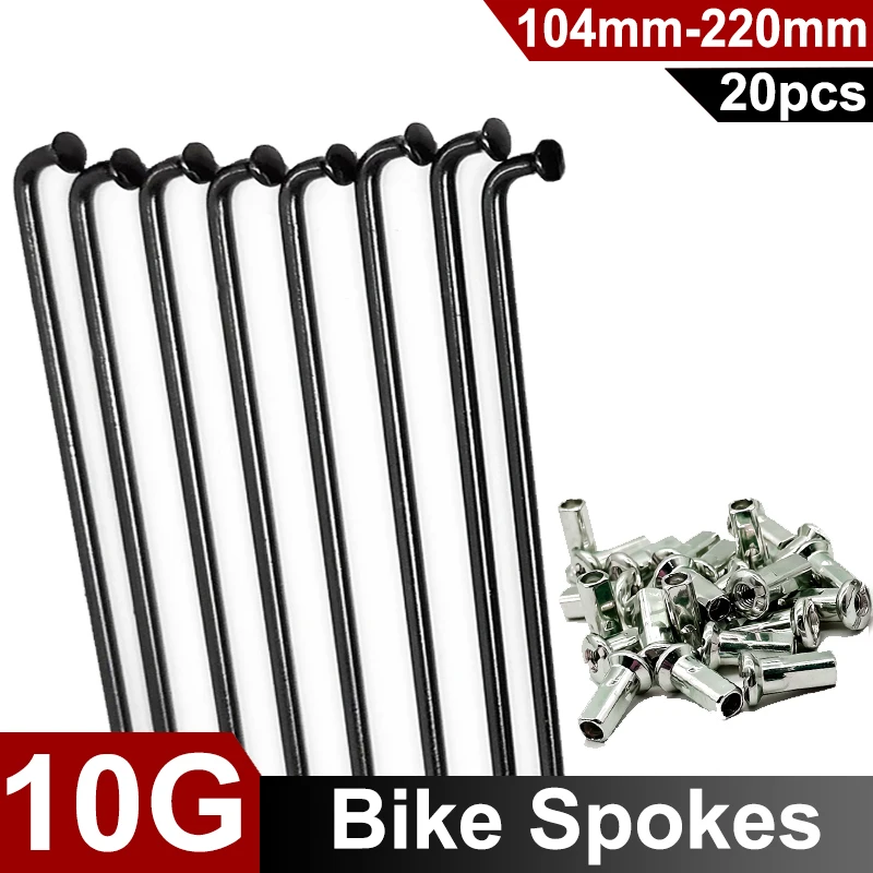 

20Pcs 10G Diameter 3.0mm Round Body Electric Bicycle Wheel Spokes 45# Steel Black Color J-bend E-bike Motor Wheel Spokes