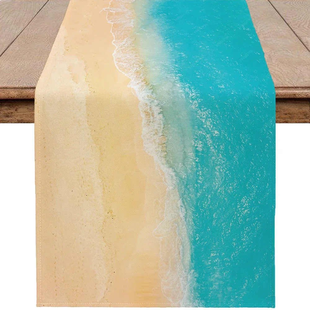 1pc Ocean Beach Table Runner Summer Cool Beach Coast Home Decor Tropical Beach Life Summer Atmosphere Cabinets Table Decor