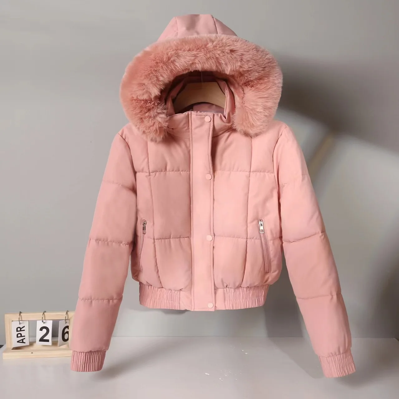 Manteaux à capuche avec doublure polaire, col en fourrure épaisse, pardessus chaud pour étudiant, mode hiver, Parkas en fausse fourrure, veste rembourrée en coton pour femmes