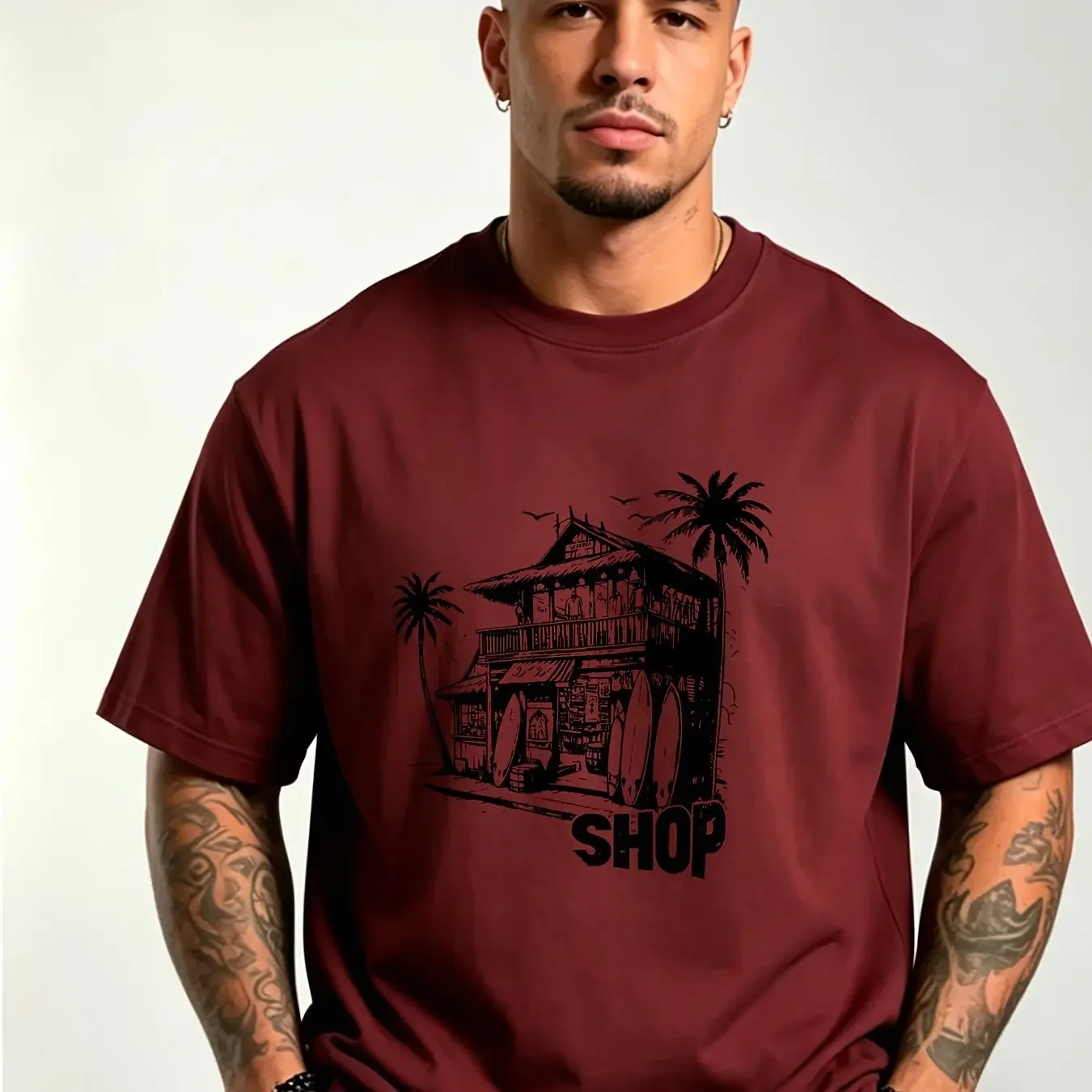 100% pure cotton new summer men's and women's short sleeved T-shirt, graffiti house pattern print, comfortable and soft fabric