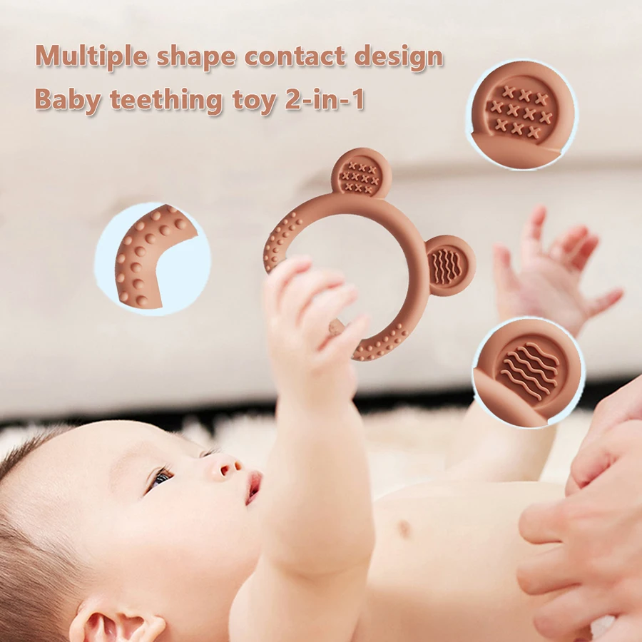 الأطفال سيليكون حلقة التسنين الطفل فترة الجنس عن طريق الفم مهدئا التسنين مضغ اللعب سيليكون الطفل الأسنان الصغيرة استخدام مناسبة