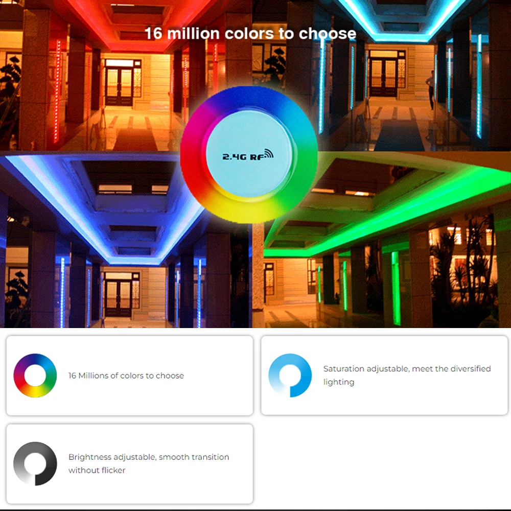 Miboxer FUT020 DC12-24V 2.4GHzRF RGB Brightness and saturation controllable adjustable Controller Dimmer for Led Strip/FCOB