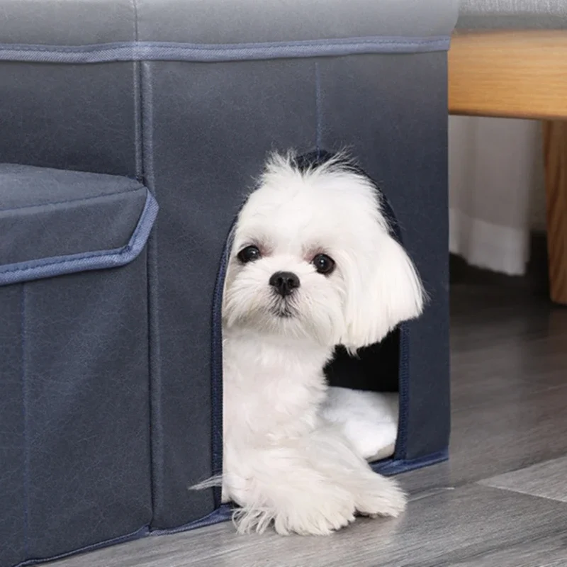 Dog Stairs With Storage Foldable Three Layer Steps Bed And Sofa Access Small Puppy Nest And Climbing Ladder For Teddy