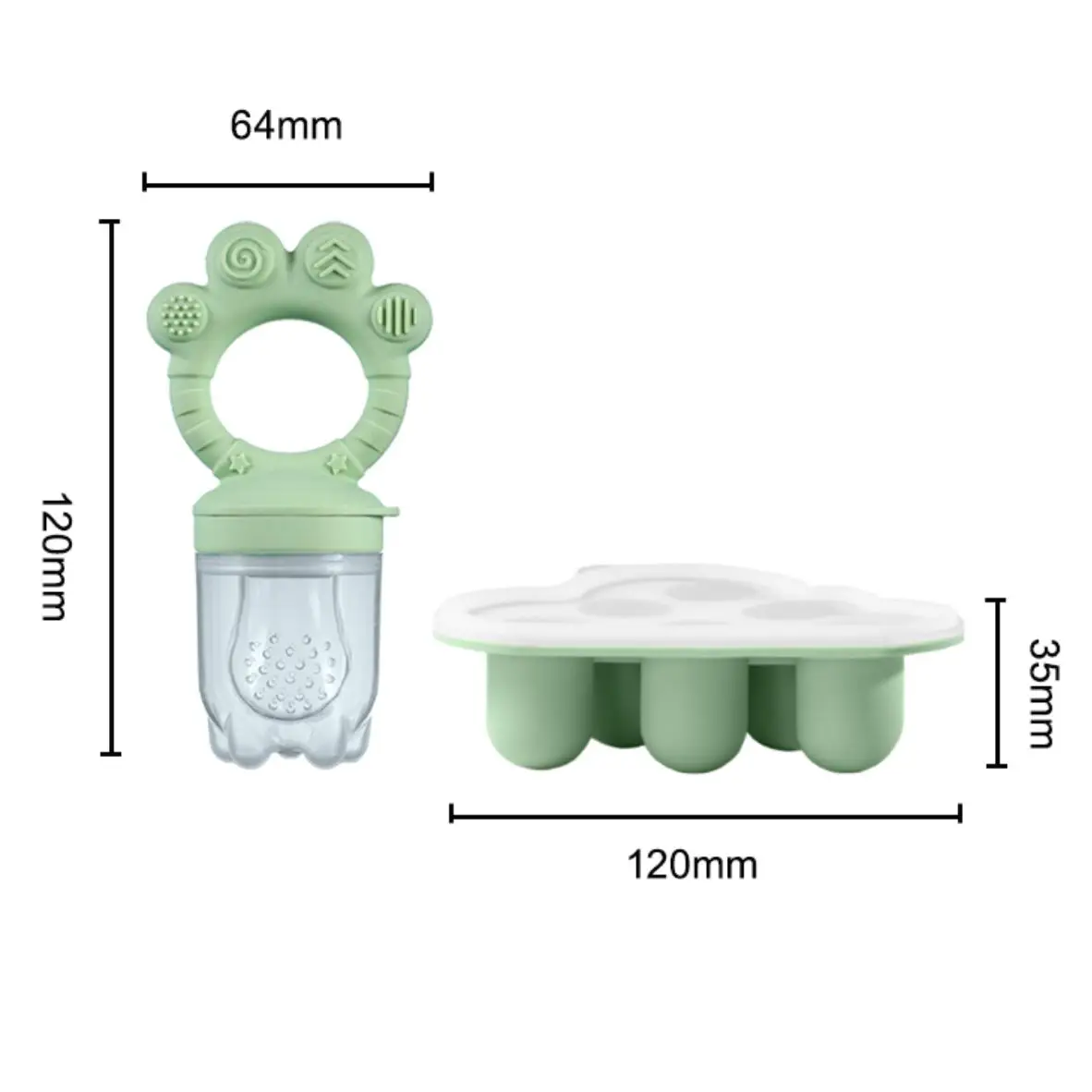 Baby Fruit Food Feeder & Freezer Nibble Tray Combo, Breastmilk Popsicle Molds，BPA Free Silicone Feeder，Infant Self Feeding, 4M+ view 2