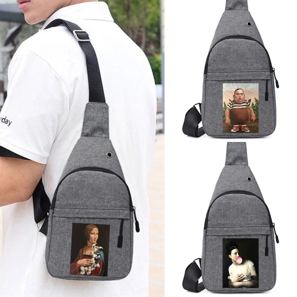 

Phone Sundries Storage Pack Crossbody Bags Single Shoulder Chest Bags Daily Funny Series Men Cycling Commute Adjustable Package