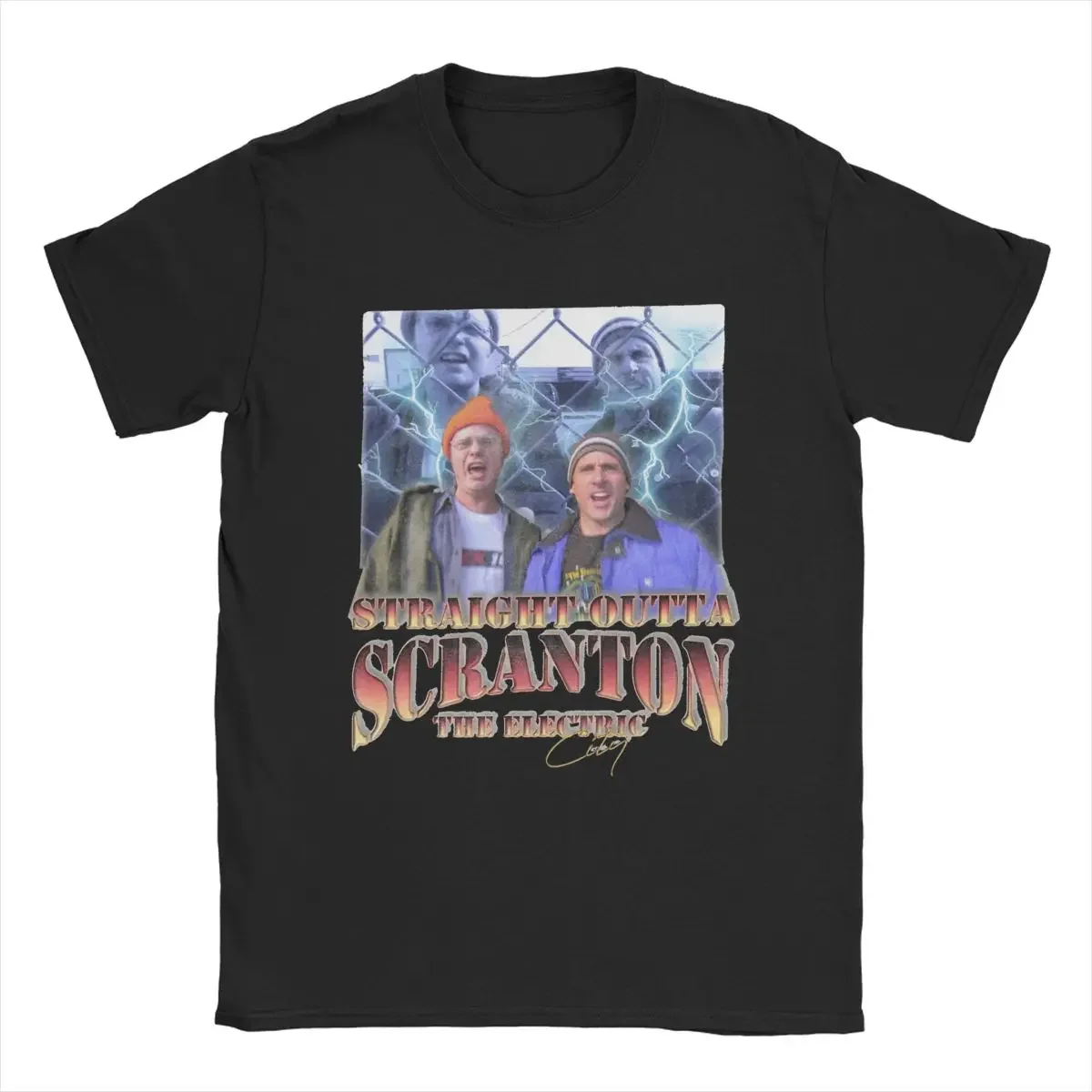 Vintage Straight Outta Scranton Scranton Electric City Bootleg T-Shirt Men Cotton T Shirts The Office Tv Show Tee Shirt Printing