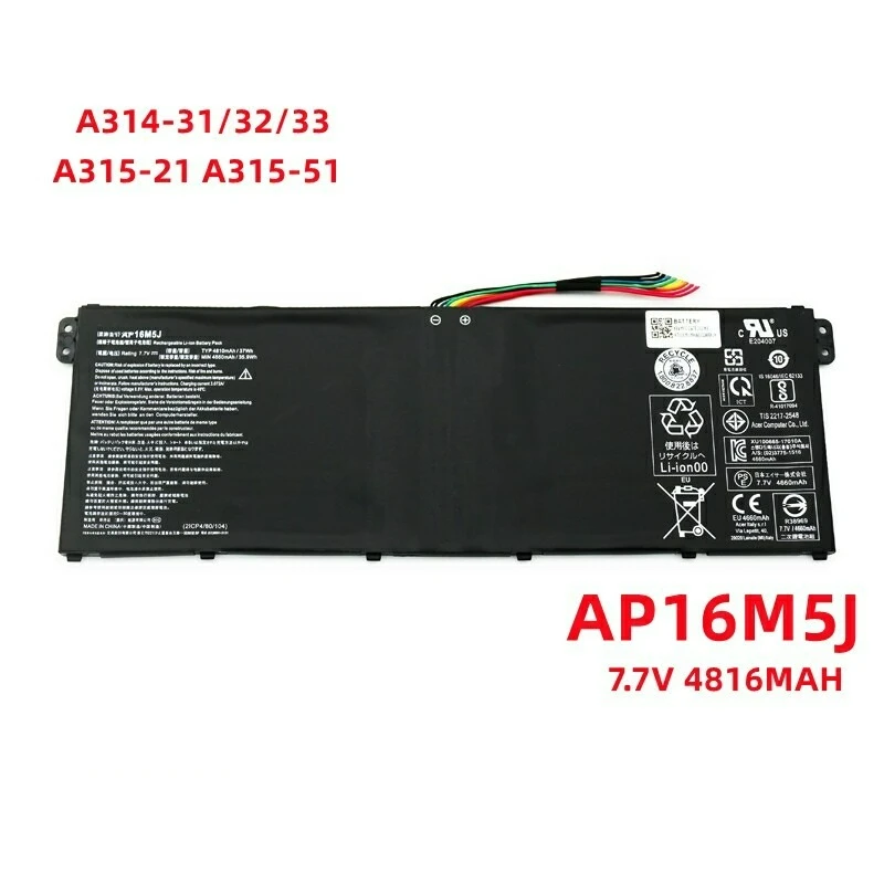 Hot Sale AP16M5J 7.7V 4810mAh/37Wh Laptop Battery For Acer Aspire 3 A314-31 A315-21 A315-21-63F1 A315-31-P72U A315-51 A515-51