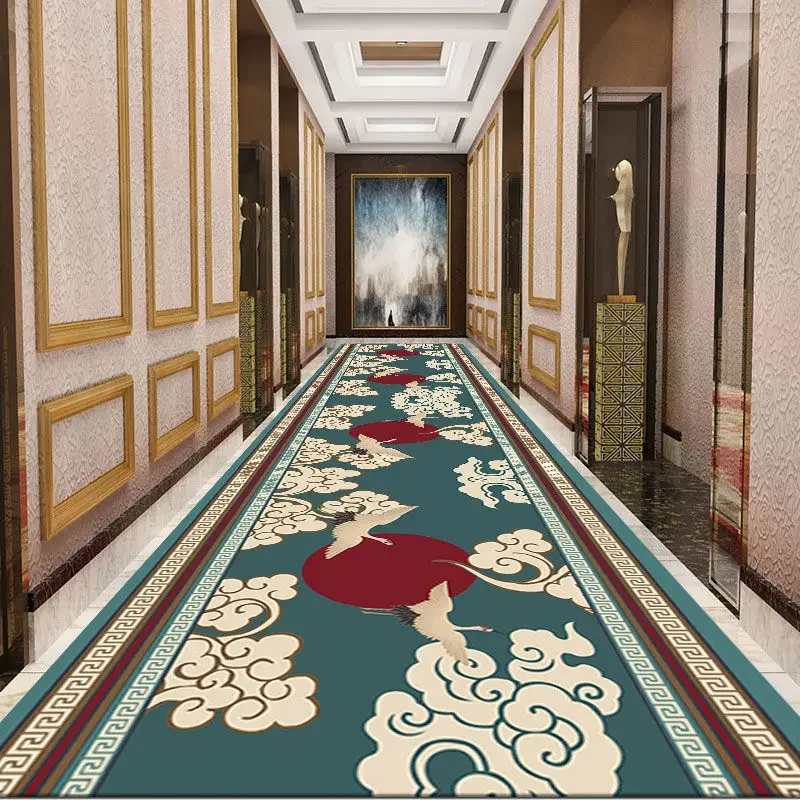 Classical Corridor Carpet Hallway Decor Non-slip Floor Mats Chinese Style Walkway Runners Aisle Long Area Rug Decoration Home