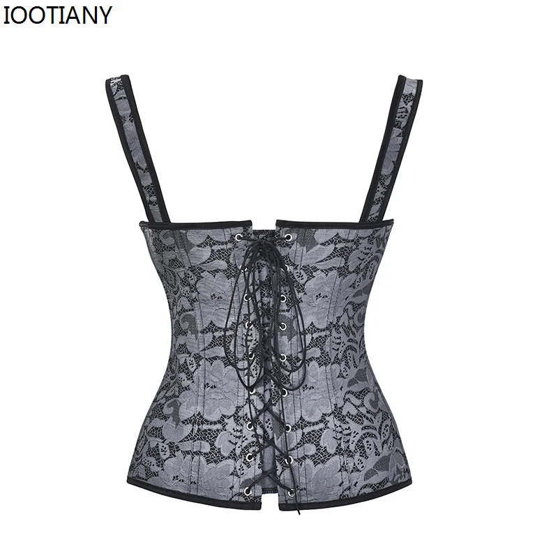 Women Renaissance Corset Sexy Vintage Palace Bustier Steel Bone Europe And The United States Sexy Lace Jacquard Straps Vest