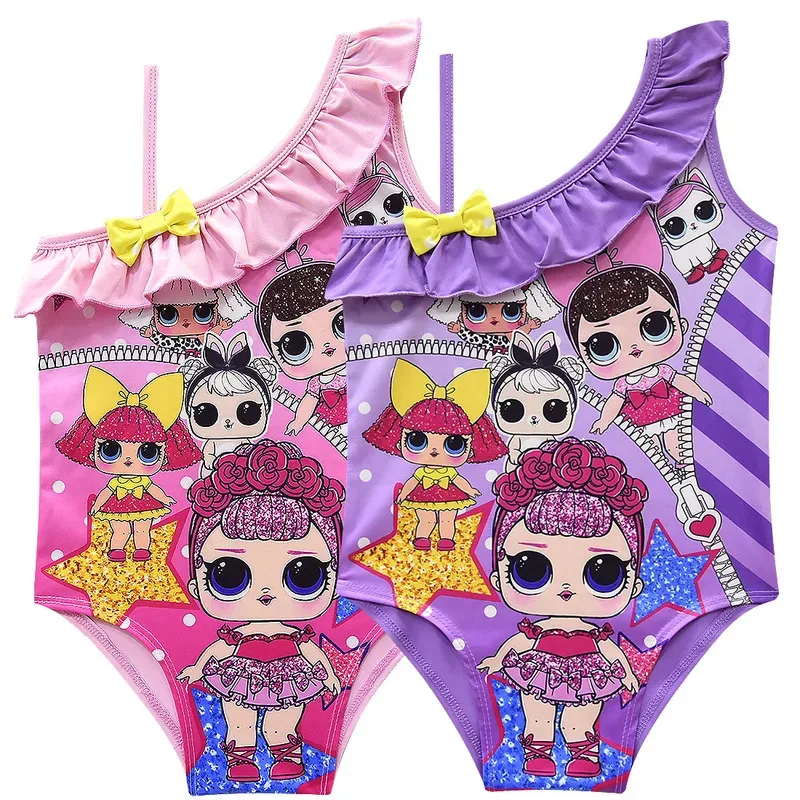 New 2025 Girls Dress Toddler Baby Dolls Cosplay Clothes Kids Cartoon Print Princess Children Summer Birthday Vestido for G☆★☆★qq