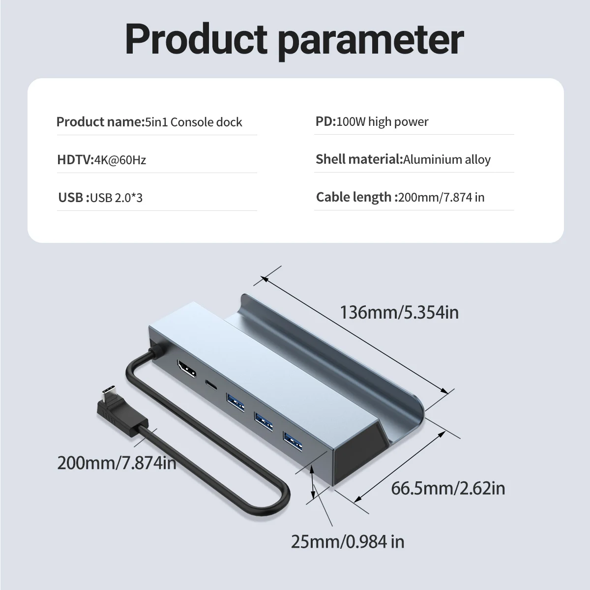 USB-C Game Hub 4K@60Hz Type-C Docking Station with 4K HDMI,PD 100W Charging,USB2.0 Ports for Steam Deck Nintendo Switch iPad