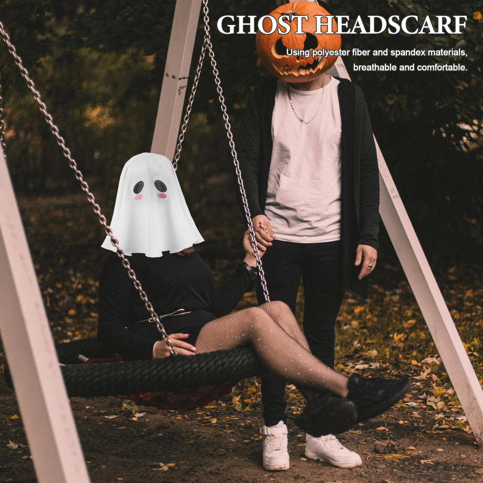 Disfraz de fantasma para adulto, cubierta para la cabeza, capucha de doble expresiones para mujeres y hombres, Cosplay embrujado, máscara para fiesta de Halloween aterradora