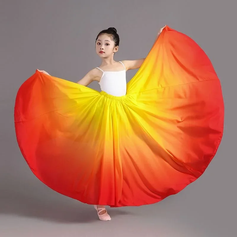 กระโปรงเต้นรําสําหรับเด็กสาว Flamenco Dance นักแสดง Gradient STAGE Performance คลาสสิกเต้นรําฝึกกระโปรง