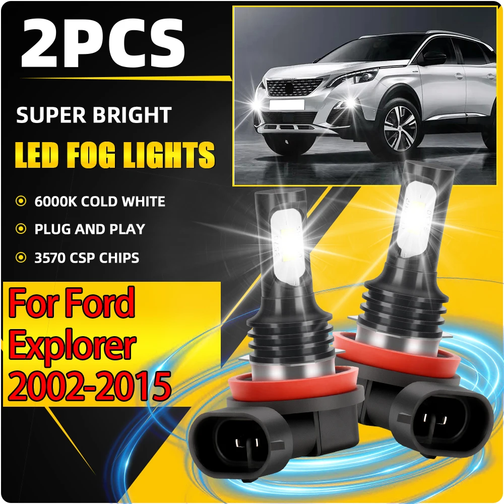 مصابيح الضباب LED 20000LM H8 H9 H11 أضواء الضباب الأمامية للسيارات 90 وات أبيض 12 فولت لفورد إكسبلورر 2002 2003 2004 2005 2006 2007 2008-2015