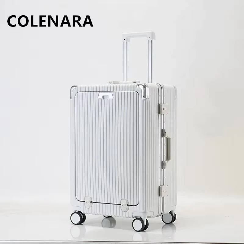 COLENARA Aluminum Frame Luggage Front Opening Laptop Boarding Case USB Charging Trolley Case 20