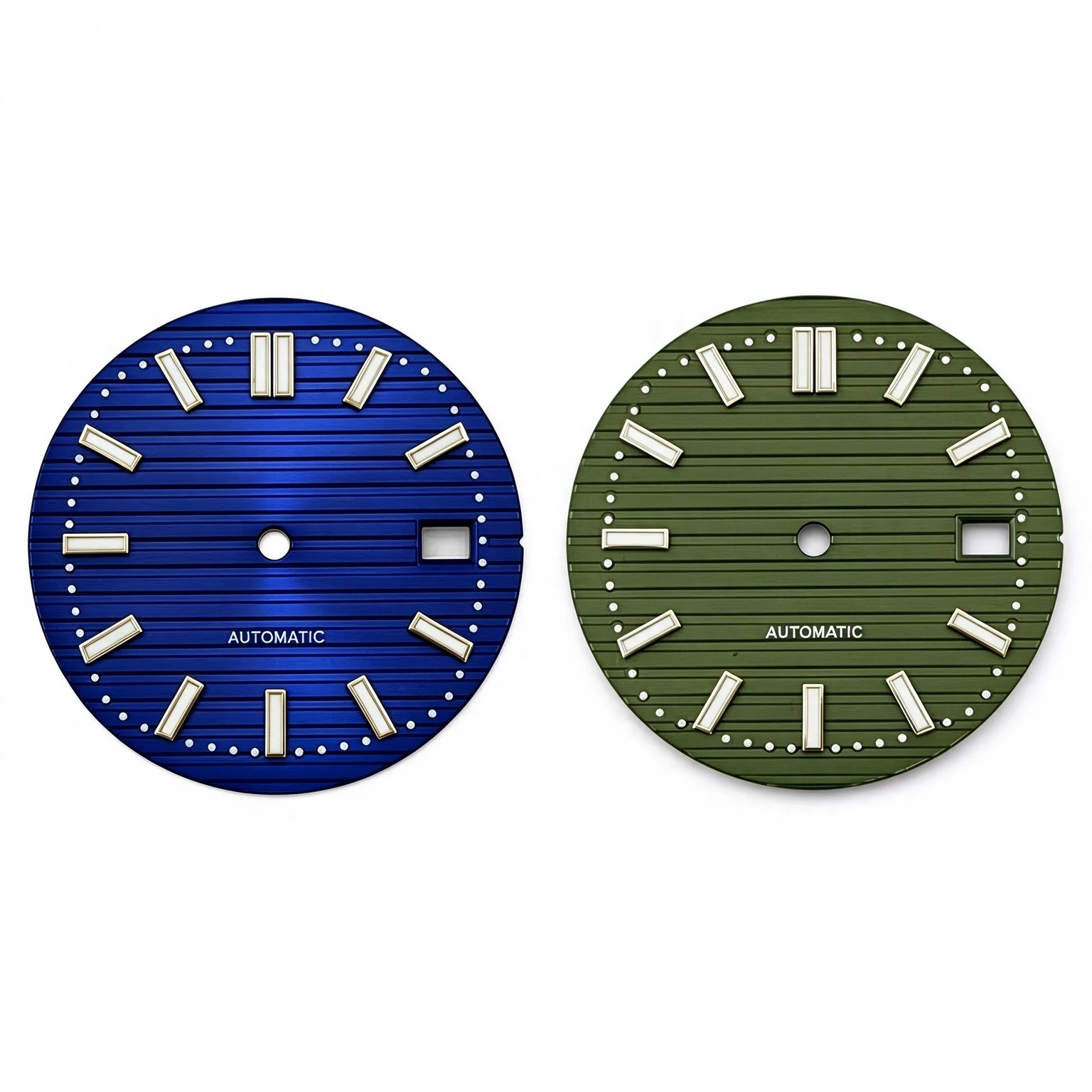 30.5mm Horizontal Striped Watch Dial For NH35/36 Green Luminous Baton Indices Date Window Auto Watch Mod Replacement Parts