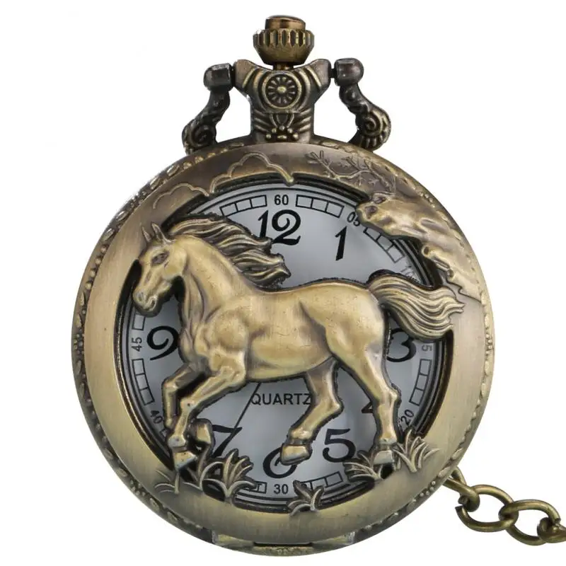 Chinese Zodiac Paard Hollow Quartz Zakhorloge Fob Ketting Dier Hanger Haak Ketting Souvenir Verjaardagscadeaus Voor Mannen Vrouwen Kid