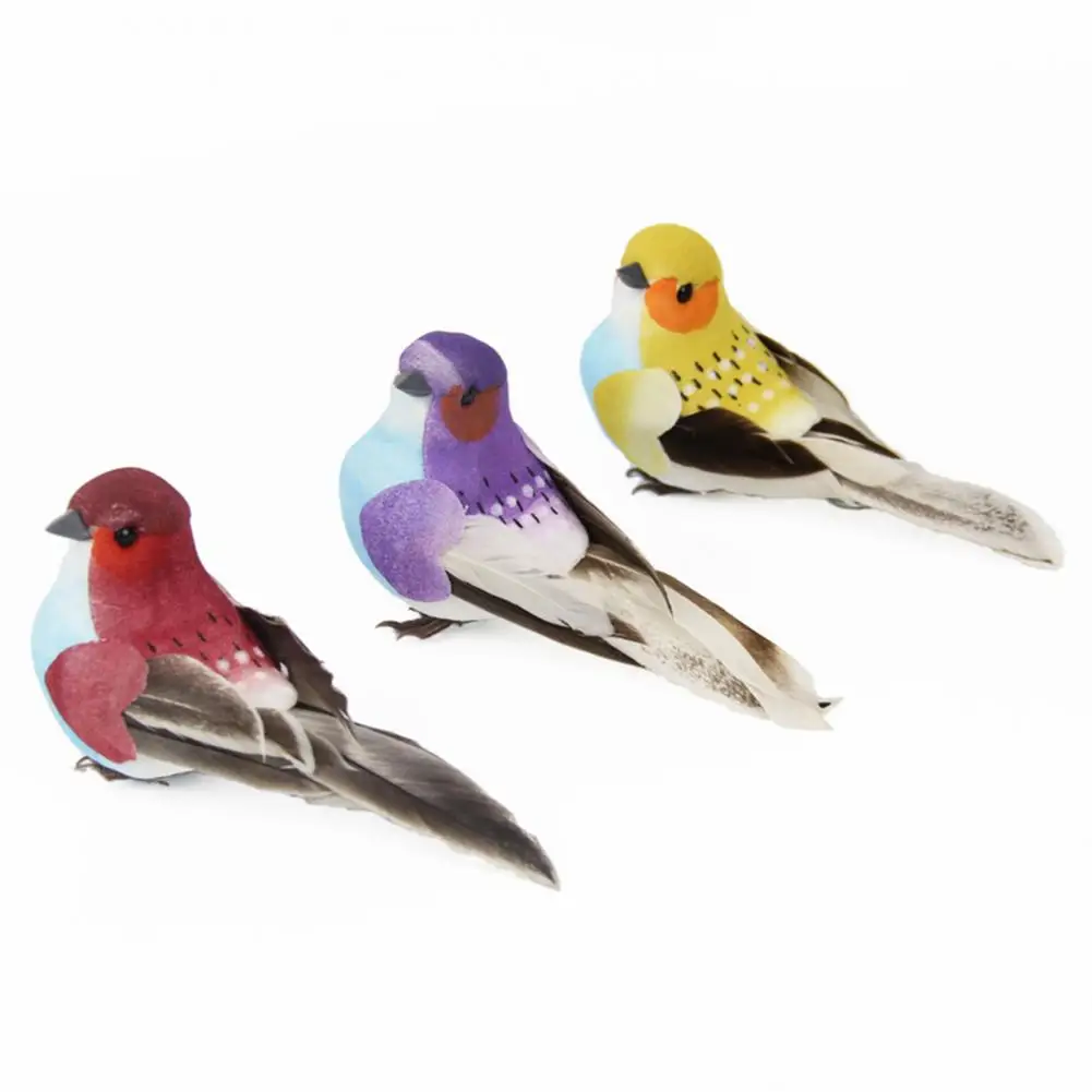 Adorable  Eco-friendly Simulation Foam Bird Model Ornament Collectible Bird Ornament Colorful   for Garden Branches