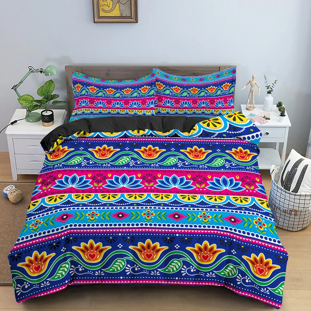 

Bohemian Duvet Cover Microfiber Bohemian Ethnic Men and Women Southwestern Indian Tribal Exotic National Style Theme Room Decor