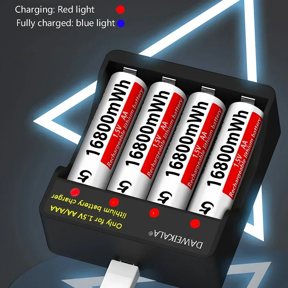 2025 New AA 1.5V 16800MWh Rechargeable Lithium ion Battery for Remote Control Mouse Fan Electric Toys