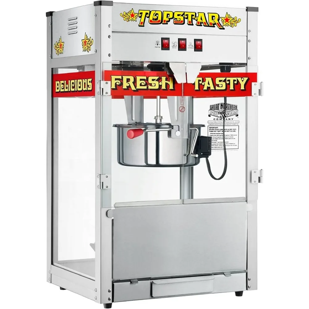 Popcorn Maker Machine Professional Cart with 2.5 Oz Kettle Makes Up To 10 Cups Popcorn Machine