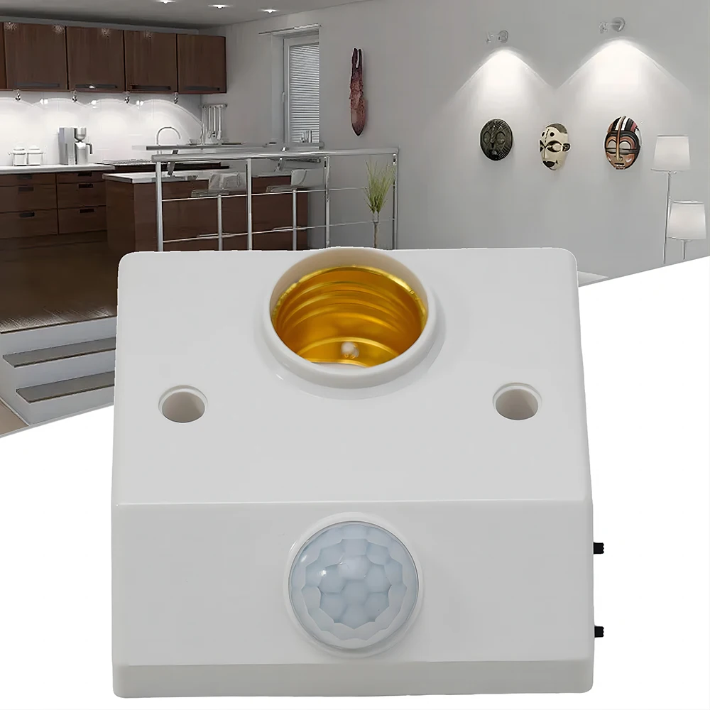 E27 PIR Motion Sensor Lamp Holder Smart LED Bulb Base Adapter with Light Control Switch AC 85V-265V
