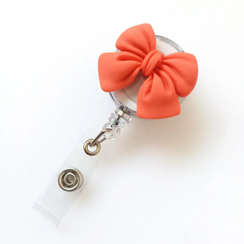 Cute Bow Flower Nurse Badge Reel Name Tag 3D Flora Retractable Badge Holder Resin Chest Card Easy Pull Buckle Office School
